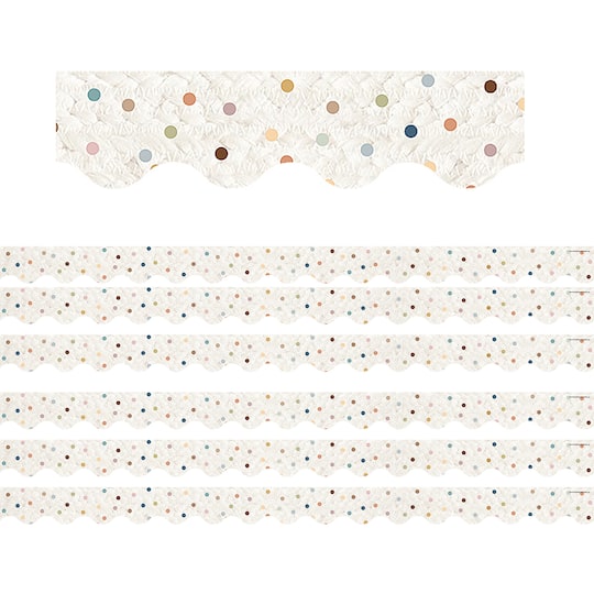 Teacher Created Resources Everyone is Welcome Dots Scalloped Border Trim, 210ft.
